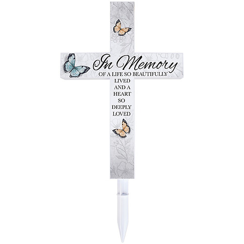 &quot;In Memory&quot; Solar Cross Stake
