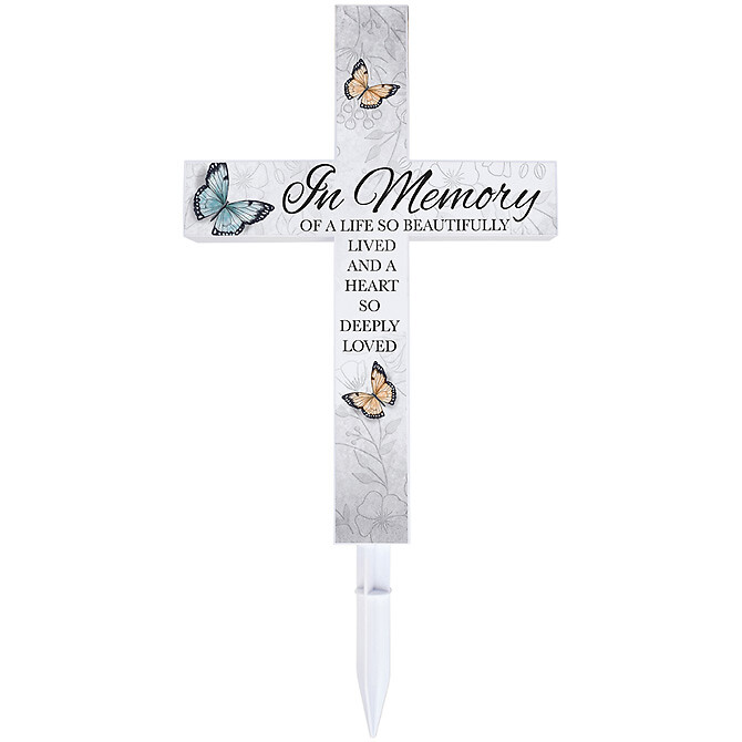 &quot;In Memory&quot; Solar Cross Stake